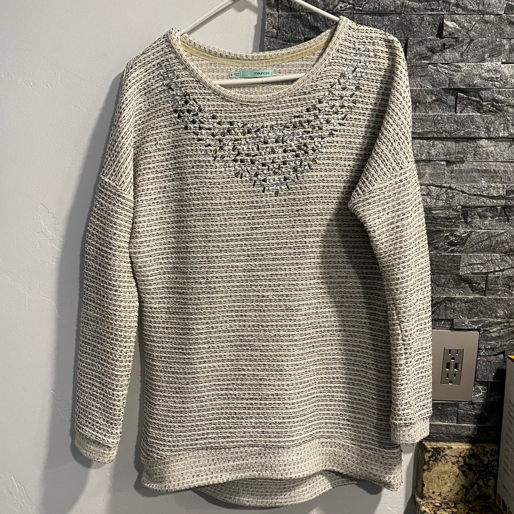 Cream with silver and black strips and jewels